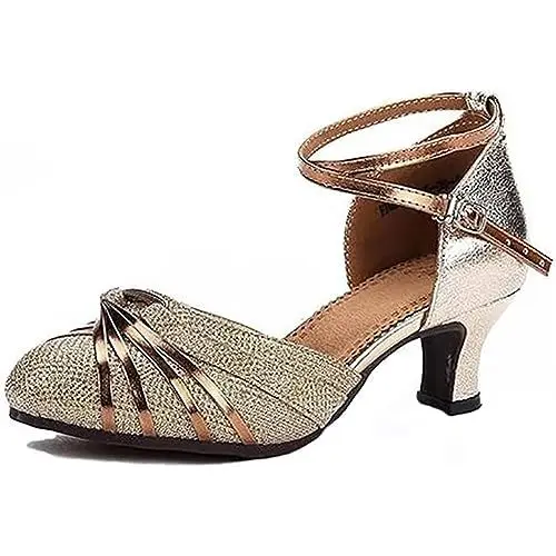 Produktbild: Damen atmungsaktive Tanzschuhe Sandalen mit bequemen Gummisohlen,ideal zum Tanzen Latein Salsa Waltz（Goldfarben,40）