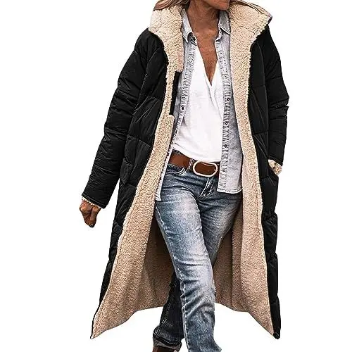 Produktbild: damen jacke sale damen teddy fleecejacke winterjacke damen lang winterjacke mädchen 104 steppjacke damen schwarz softshell weste damen damen jacke übergangsjacke dünne fleecejacke damen