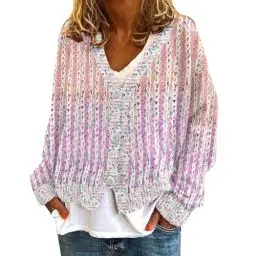 Produktbild: pullover damen damen grobstrick cardigan pullover schwarz weiss gestreift feinstrickpullover damen strickpullover ältere dame kostüm halloween halloween kostüm damen