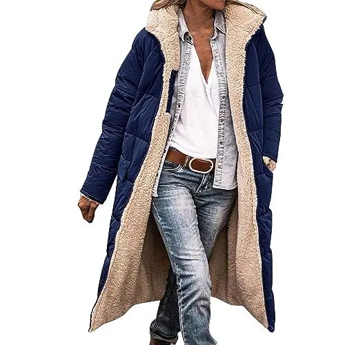 Produktbild: damen mantel lang damen-jacken damenmantel für den übergang damen herbstjacke mantel lang damen winter wanderbekleidung damen strickfleecemantel damen jacke damen herbst