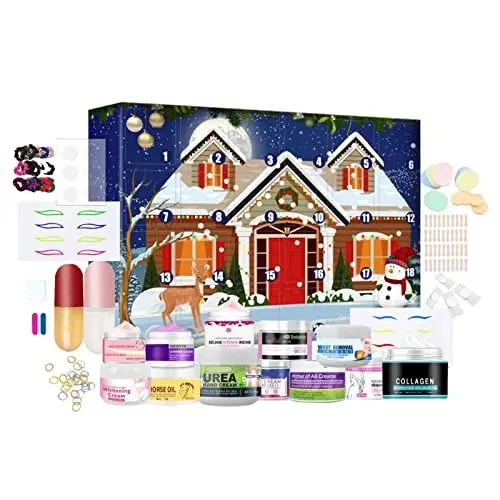 Produktbild: Damen-Adventskalender 2024, Weihnachts-Beauty-Geschenkbox, Countdown-Kalender, Kreative Beauty-Box Inklusive Nagelaufkleber und Gesichtscreme, für Frauen und