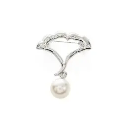 Produktbild: Damen-Brosche aus Metall mit Perlen, modisches Accessoire, für Schals, Clipper (Silver Fan)