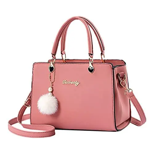 Produktbild: Damen-Einkaufstasche, modische Handtaschen, Damen-Geldbörse, Umhängetasche, Umhängetasche, Ledertasche für Damen Vinyl Leggings Mit Taschen (Pink, One Size)
