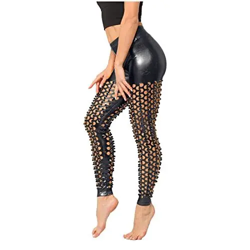 Produktbild: Damenhosen KurzgrößEn Stretch Elegant Bluse Schlanke Pailletten-Glitzer für Urlaubsoutfits Lässige Yoga-Leggings Bein Damen Hosen Leggings Pailletten Hose Oben Eng Unten Weit Damen (Black, One Size)