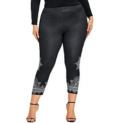 Produktbild: Damenhosen KurzgrößEn Stretch Elegant Tunika Hosen Modehose Yoga Plus Damen Sport Leggings Lässige Größe Bedruckte Plus Size Hose Damenhosen KurzgrößEn Stretch Elegant Tunika (Black, XXXL)