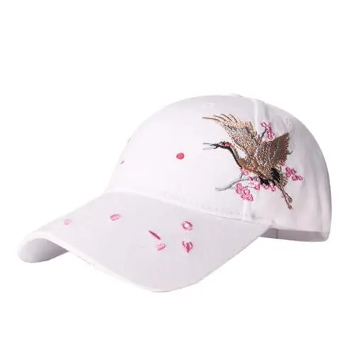 Produktbild: Damenhut, Baseballkappe, lässig, atmungsaktiv, breite Krempe, Winddicht, sonnenverstellbar, /Blumenstickerei, Outdoor-Damenhut Mützen Damen Warm (White, One Size)