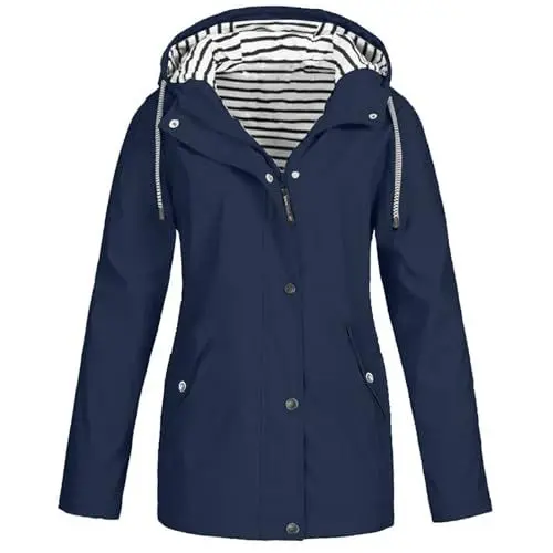 Produktbild: Damenjacken für Die Reise Regenjacke für Frauen Frühlingsjacken für Frauen wasserdichte Damenjacke Regenjacke mit Kapuze für Frauen In Übergröße Leichte Damenjacke Regenjacke Blau 5XL