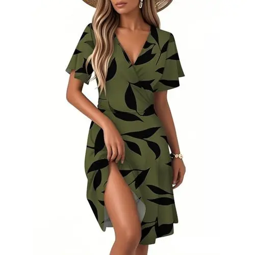 Produktbild: Damenkleider Festlich Kleid Damen Hochzeitsgast Kommunion Mutter Frühlings Outfit Abiballkleider Kleider Schick Hochzeit Gast Grün L