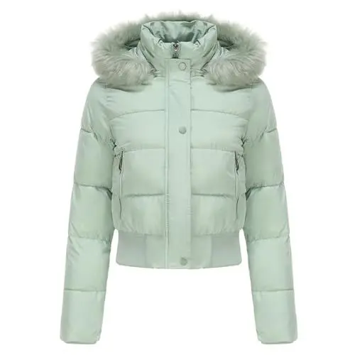 Produktbild: Damen-Kurzjacke aus Baumwolle mit Kapuze und Langen Ärmeln für und Winter REIT Regenmantel Damen (Mint Green, XL)