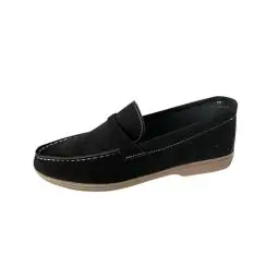 Produktbild: Damen-Loafer mit flachem Absatz und quadratischer Zehenpartie, Slip-On-Loafer-Schuhe, Bequeme Schuhe mit niedrigem, klobigem Absatz, lässige Loafer-Flats zum Gehen Black 42