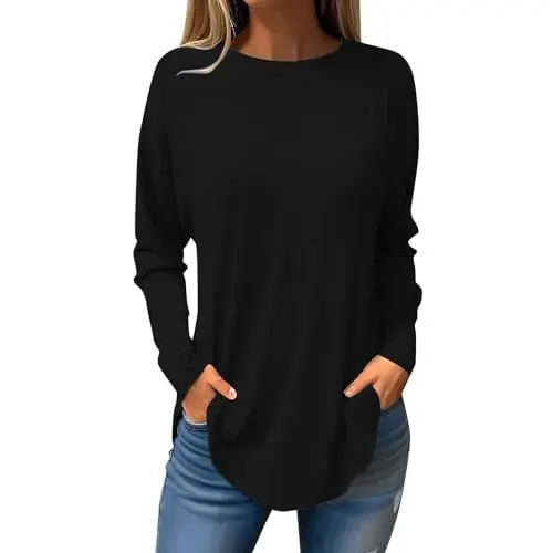Produktbild: Damenmode Black of Friday Pullover Damen Dunkellila Langarmshirt Damen Rostbraun Unterziehshirt Damen Mit Stehkragen Basic Shirt Langarm Damen Schwarz Giraffen Tshirt Damen Danenkleidung Sale Sale