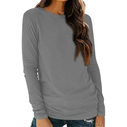 Produktbild: Damenmode Blouses Damen Shirt Elegant Tshirt Damen Oversize Raglan Shirt Damen Langarm Schwarze Tshirt Damen Weisse Pullover Damen Ethno Bluse Damen T-Shirt Mit Gummizug Am Saum Damen Weißes