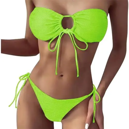Produktbild: Damenmode Sale Bikini Damen Set, Bademode Badeanzug Bandeau Bikini Damen Set Push Up Bikini Blumenmuster Marine Bikini Muscheln Bademode Bikini Sets Sommerurlaub Must Have Must Haves