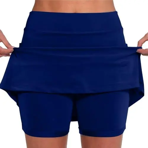 Produktbild: Prime 2024 Day Angebote Wann Fashion Damen Mädchen Basic Solid Dehnbaren Skater, Golfrock Damen mit Hose Sport Shorts Damen Skater Kleider Sportrock Mädchen Tenniskleide Damen