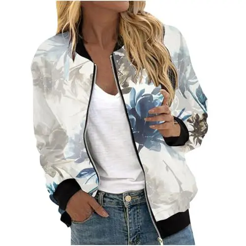 Produktbild: Damenmode Sale, Deals of The Day, Damen Winterjacke Herbstjacke Frauen Mode Freizeit Platz Dünne Jacke Bluse Mantel Baseball Top Damen Bluse Schwarz Gestreift, Sale Angebote