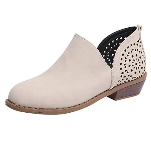 Produktbild: Damenstiefeletten GlattLeder Bequemes Futter Stiefeletten Damen Klassisch Spitz Halbstiefel Stiefel mit Absatz aus KunstLeder Blockabsatz Wasserdicht Damenschuhe Elegant und Bequem (Beige, 41)