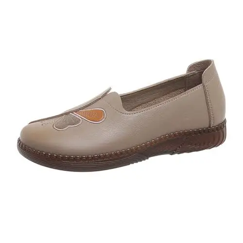 Produktbild: Damen-StraßEnlaufschuhe Flache Slipper Runde Zehenpartie Große Größe Bequeme Freizeitschuhe mit Weicher Sohle Schuhe 70er J𝐚hre Damen (Khaki, 36)