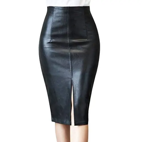 Produktbild: Damen-Taillen-Split-High-Knie-Body-Con-Rock-Rock-Büro-dünner -Längen-Rock Jeansrock Bleistift (Black, M)