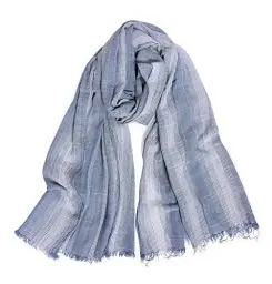Produktbild: DAMILY Herren Schal Warm Winter Schals Gestreiftes Halstuch Leinen (Denimblau)