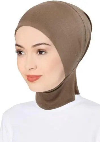 Produktbild: DAMILY Kopftuch Damen Hijab Jersey Khimar Niqab Kopftücher Stretch Modal Sport Hijab Full Neck Abdeckung Untertuch für Frauen Muslimische Khaki