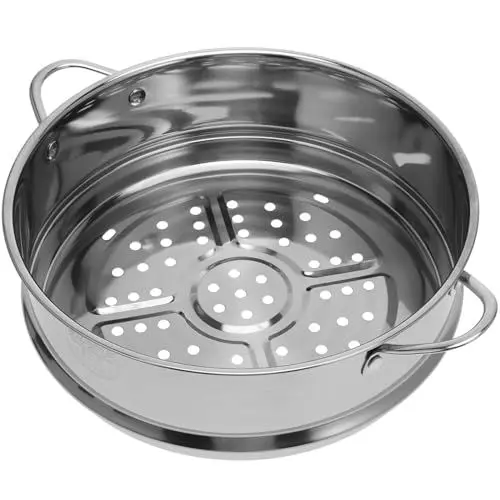Produktbild: Dampfenden Topf Einfügen Edelstahl D?mpfeinsatz D?mpfer Topf Dünsteinsatz Dampfgarer Einsatz D?mpfaufsatz Kochtopf Gemüsetopf Küchentopf Dampfkorb für Kochtopf Reis Dim Sum Fisch Fleisch Dumpling 22cm