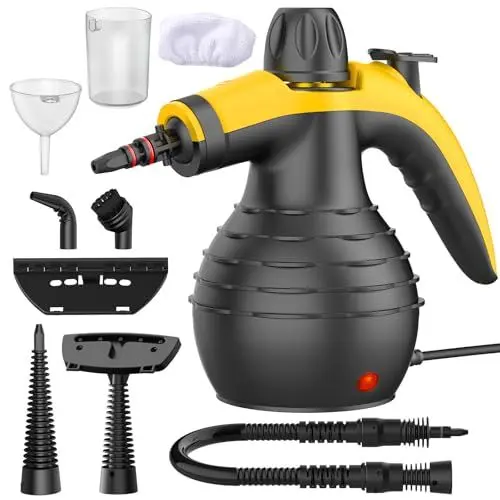 Produktbild: Dampfreiniger, 1050W Hochleistung Dampfreiniger Handgerät, Mit 9 speziellen Fleckenentfernungszubehörteilen, Ideal für Bodenreinigung, Auto, Bad, Dusche, Polstermöbel, Fenster und Fettabreinigung