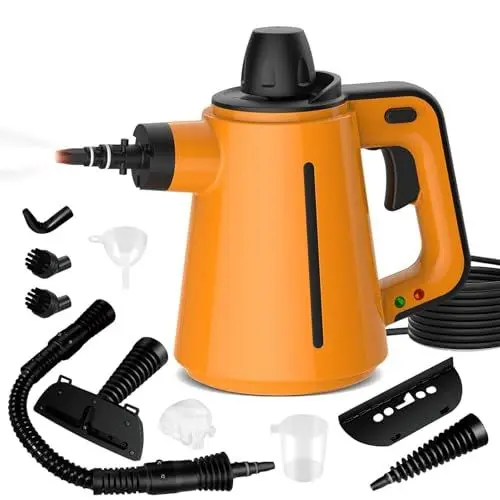 Produktbild: Handdampfreiniger, 1050W Tragbarer Dampfreiniger Handgerät 10 Zubehör 3.5Bar 380ML Steam Cleaner mit Sicherheitsschloss, Dampfreiniger für Alles Boden Polstermöbel zum Entfernen von Fett und Schmutz