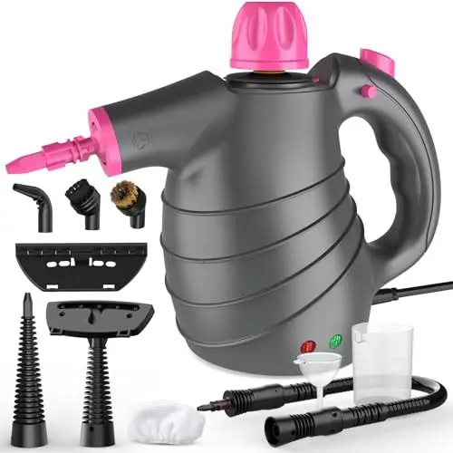Produktbild: Dampfreiniger, Mehrzweck-10 Zubehörteilen Tragbarer Dampfreiniger Handgerät 1050W 105℃ 450ML Dampfdruck 3,5Bar 3 Minuten Aufheizzeit Ohne Chemikalien, Steam Cleaner zum Reinigen von Polstermöbel Boden