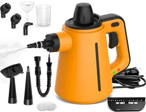 Produktbild: Dampfreiniger für alles mit 10 Zubehör, 3,5 bar Dampfdruck 380 ml zum Entfernen von Schmutz und Fett, 1300W Dampfreiniger Handgerät zum Reinigen von Boden, Polstermöbel Fugen und Autos