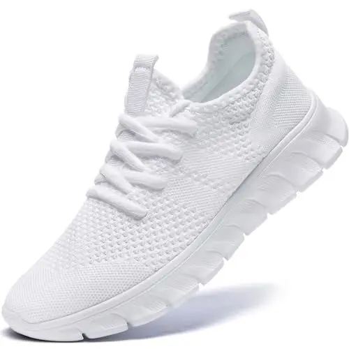 Produktbild: Damyuan Schuhe Herren Sneaker Laufschuhe Sportschuhe Turnschuhe Weiss Wanderschuhe weiß atmungsaktiv leichte männer Freizeitschuhe Herrenschuhe weiß 43
