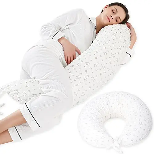 Produktbild: DancesCat Einstellbar XXL Stillkissen,Vielseitig Übergröße Lagerungskissen,Portabke Schwangerschaftskissen für Baby und Erwachsene,Seitenschläferkissen mit Waschbarem Samt Bezug,Babynestchen