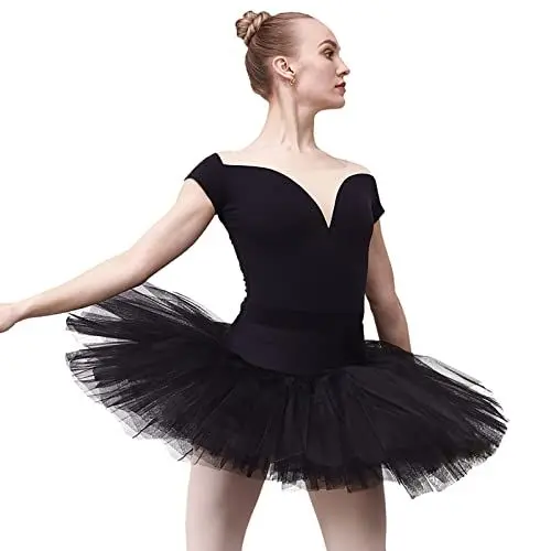 Produktbild: DANCEYOU Ballettrock mit Höschen 7-lagige Tüll Übungstutu Tüllrock Ballettkostüm für Mädchen und Damen Schwarz M