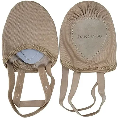 Produktbild: DANCEYOU Halbsohlen Ballettschuhe Elastische Ballettschläppchen Pirouette Tanzschuhe Schläppchen aus Leinen für Mädchen Kinder Damen Hellbraun L