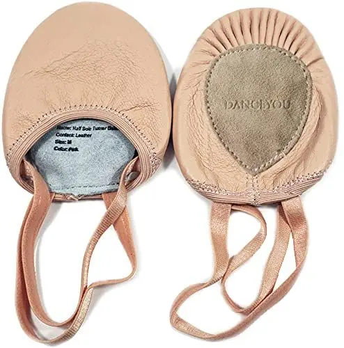 Produktbild: DANCEYOU Halbsohlen Ballettschuhe Pirouette Tanzschuhe Schläppchen Gymnastikkappen aus Leder für Mädchen Kinder Damen Rosa L