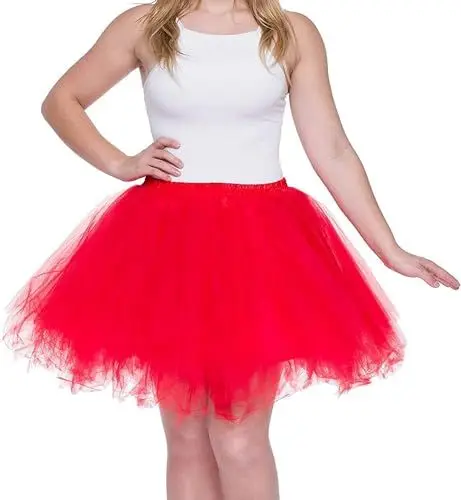 Produktbild: Dancina Damen Petticoat 50er Jahre Retro Tutu Tüllrock Normale und Große Größen, Rot, Gr. 42-46
