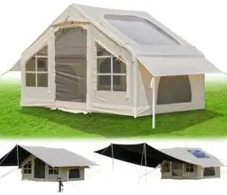 Produktbild: DanCoom Aufblasbares Zelt für Camping, 4-6 Personen Glamping Zelte Einfacher Aufbau Kuppelzelt 4 Jahreszeiten Wasserdichtes & Winddichtes Campingzelt mit Abnehmbarer Außenplane, Dachfensterg
