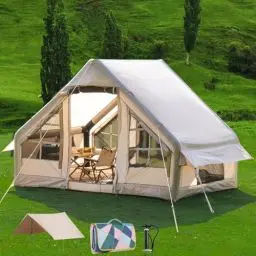Produktbild: DanCoom Aufblasbares Zelt für Camping, 4-6 Personen Glamping Zelte Einfacher Aufbau Kuppelzelt 4 Jahreszeiten Wasserdichtes & Winddichtes Campingzelt mit Abnehmbarer Außenplane für Familien,Camping