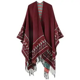 Produktbild: Danfiki Poncho Damen Winter Warm Elegant Poncho Decke Kaschmir Cardigan Cape Strick Poncho Mantel Winter Poncho Schal Frauen Geschenk für Geburtstag Weihnachten
