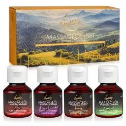 Produktbild: DaniChou Heavenly Harmony Massageöl Probierset - 4x 50ml Natürliche Öle - Rose, Honig, Neutral, Amyris-Lavendel - Ideal als Geschenkset für Wellness & Massage - Geschenke für Paare, Frauen Geschenk