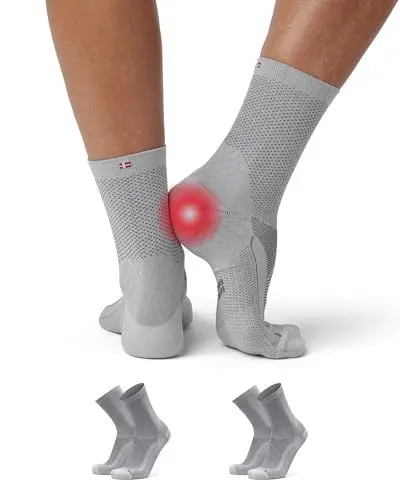 Produktbild: DANISH ENDURANCE 2 Paar Plantarfasziitis-Socken, Kompressionsstrümpfe, Orthopädische Socken, Knöchel und Fußgewölbe Unterstützung, Hellgrau 43-47