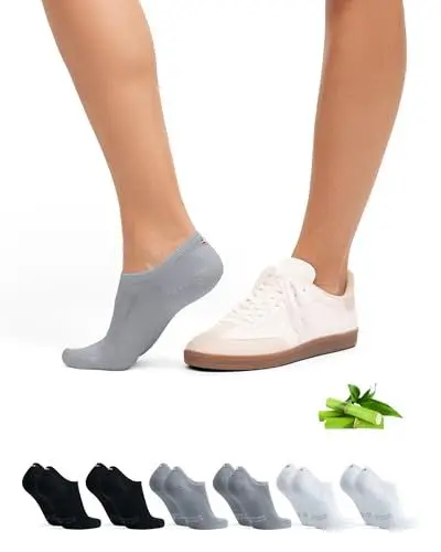 Produktbild: DANISH ENDURANCE 6 Paar Bambus Füßlinge, Unsichtbare Sommer Sneaker-Socken, Unisex, für Damen & Herren, Mehrfarbig (2x Grau, 2x Schwarz, 2x Weiß), 39-42
