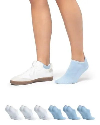 Produktbild: DANISH ENDURANCE 6 Paar Bio-Baumwolle Füßlinge, Unsichtbare Sommer Sneaker-Socken, Unisex, für Damen & Herren Mehrfarbig (3x Hellblau, 3x Weiß) 39-42