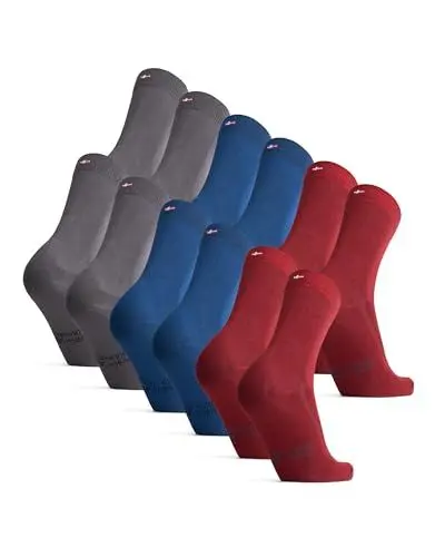 Produktbild: DANISH ENDURANCE 6 Paar Bambus Business Socken, Bunte Sommersocken, Superweich & Atmungsaktiv, Anti-Blasen, Unisex für Herren & Damen, Mehrfarbig (2x Grau, 2x Blau, 2x Weinrot), 43-47