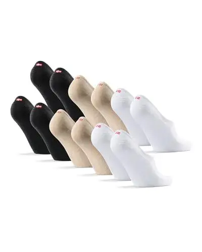 Produktbild: DANISH ENDURANCE 6 Paar Bio-Baumwolle Füßlinge, Unsichtbare Sommer Sneaker-Socken, Unisex, für Damen & Herren, Mehrfarbig (2x Beige, 2x Schwarz, 2x Weiß), 39-42