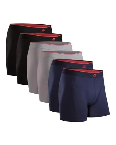 Produktbild: DANISH ENDURANCE 6er Pack Bambus Boxershorts Herren, Unterhosen Herren mit oder ohne Eingriff, Mehrfarbig (2X Schwarz, 2X Grau, 2X Marineblau) XL