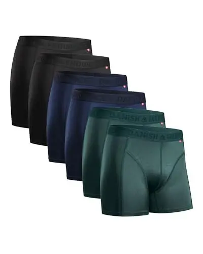 Produktbild: DANISH ENDURANCE 6er Pack Sport Boxershorts Herren, Mit regulärem oder langem Bein, Mehrfarbig (2X Schwarz, 2X Blau, 2X Grün), L