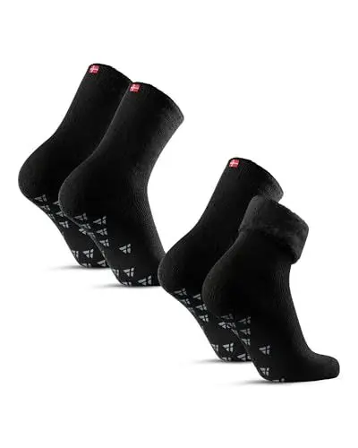Produktbild: DANISH ENDURANCE Anti-Rutsch Thermo-Socken 2er-Pack Schwarz 43-47