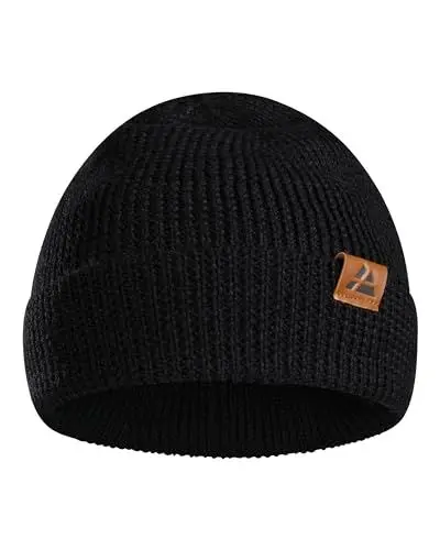 Produktbild: DANISH ENDURANCE Merino Mütze, Klassische Wollmütze, Warme Wintermütze, Thermo Beanie, Weich, Stretchy, Unisex, für Damen & Herren, Schwarz, One Size