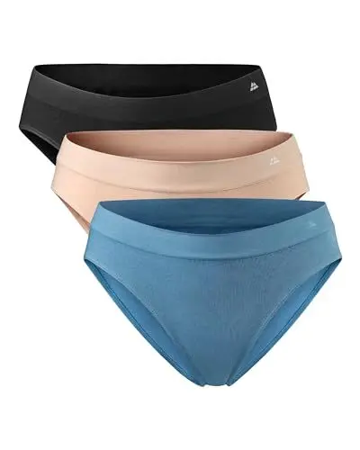 Produktbild: DANISH ENDURANCE Damen Panties aus Viskose 3 Pack (Mehrfarbig (1 x Schwarz, 1 x Nude Beige, 1 x Blau), X-Large/XX-Large)