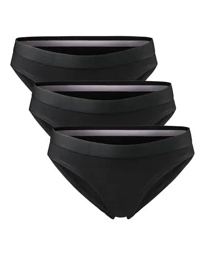 Produktbild: DANISH ENDURANCE Damen Slip aus Bio-Baumwolle, 3 Pack, Schwarz, Unterhose Bikini-Schnitt (Schwarz, Medium)